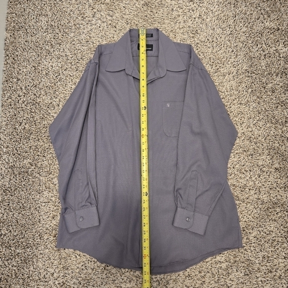 Stacy Adams Gray Long Sleeve Button Down Men's Dress Shirt Neck Size 16.5 Large - Picture 7 of 12